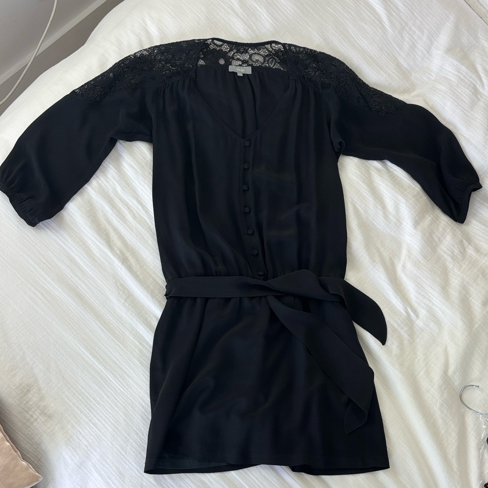 Black Lace-Shoulder Mini Dress